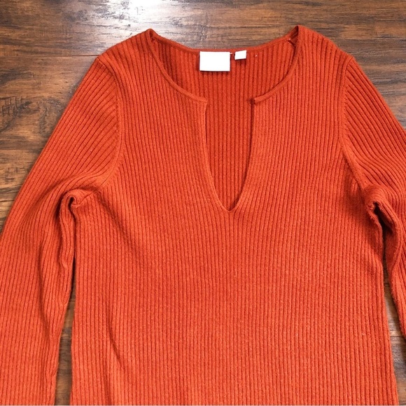 Ett Twa • Anthro Amrita tunic sweater burnt orange merino ribbed knit pullover - Picture 3 of 10